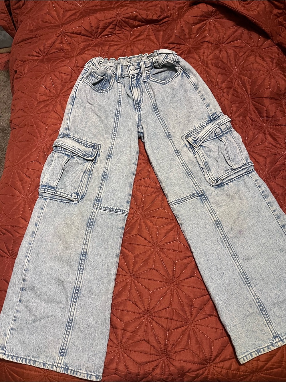 Old Navy Girls Cargo Light Wash Pants 12